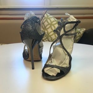 Jimmy Choo Lance Strappy metallic evening heel
